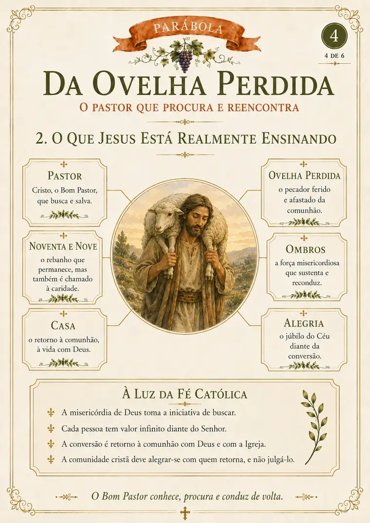 Parábola da Ovelha Perdida — página de estudo simbólico à luz da fé católica.